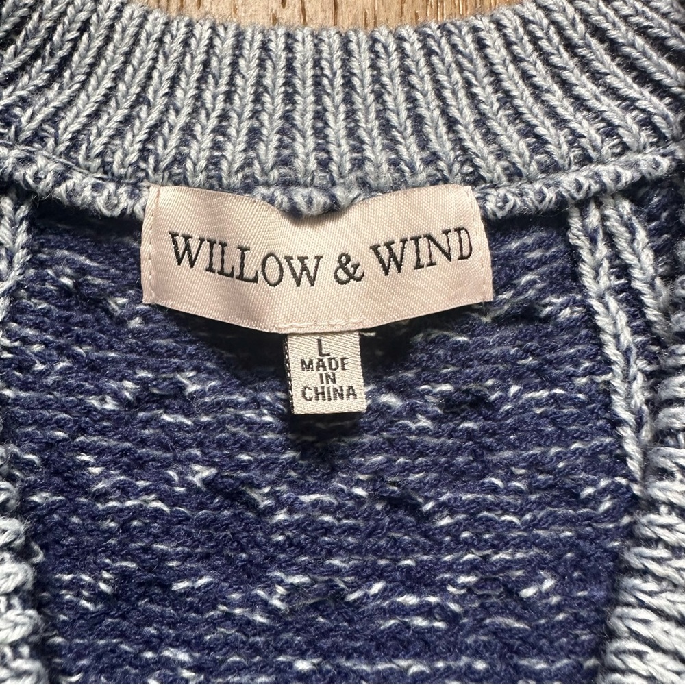 Willow‎ & Wind Knitted Sweater, Cropped, Navy, Light Grey, Oversized, Large - Picture 9 of 12